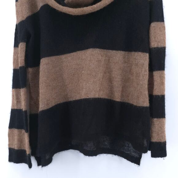 Free People Oversize Lulu Rugby Stripe Cowl Alpaca Wool Stretchy Sheer Sweater S - Picture 3 of 10